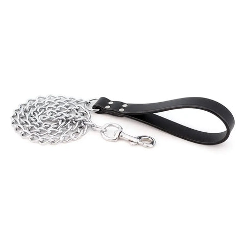 Durable Chrome-Plated Steel Chain Dog Leash – Full Grain Leather Handle 48 Inch | Made in USA Auburn Leathercrafters  item