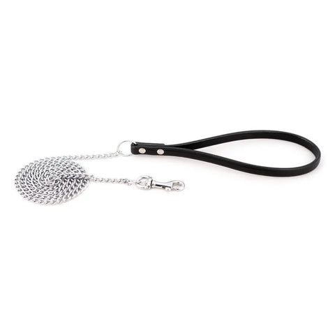 Durable Chrome-Plated Steel Chain Dog Leash – Full Grain Leather Handle 48 Inch | Made in USA Auburn Leathercrafters  item
