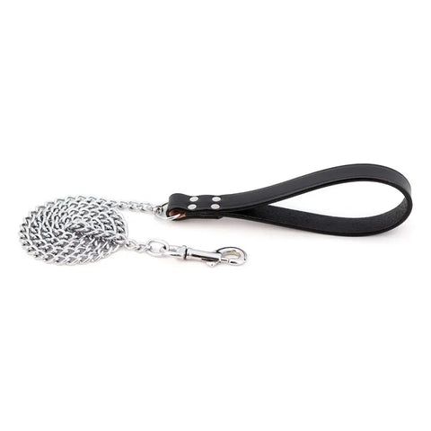 Durable Chrome-Plated Steel Chain Dog Leash – Full Grain Leather Handle 48 Inch | Made in USA Auburn Leathercrafters  item
