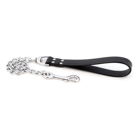 Durable Chrome-Plated Steel Chain Dog Leash – Full Grain Leather Handle 48 Inch | Made in USA Auburn Leathercrafters  item