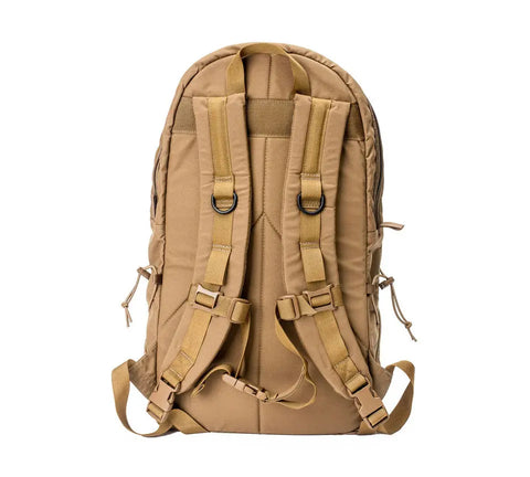 The MIS Mesh Backpack - Coyote Brown features padded shoulder straps, adjustable buckles, and side straps. This simple 19L laptop backpack is made in the USA—perfect for outdoor or daily use.