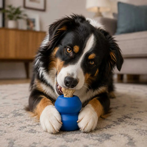 Durable Rubber Dog Chew Toy and Treat Dispenser – Double Trouble – Made in USA SodaPup  Rubber Dog Toys