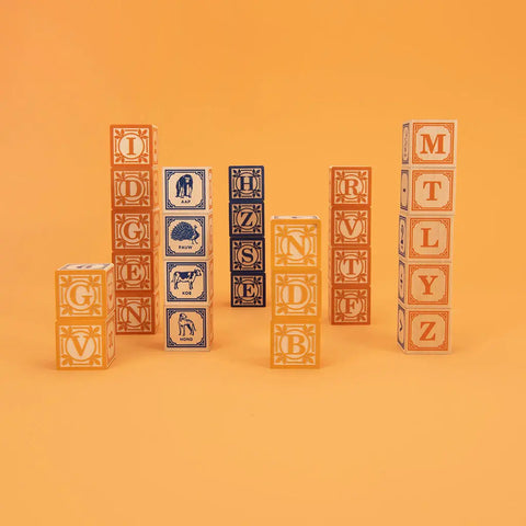 Dutch Language Alphabet Blocks Set – 28 Handcrafted 1.75 Inch Cubes – Sustainable Basswood Toy | Made in USA Uncle Goose  Languages
