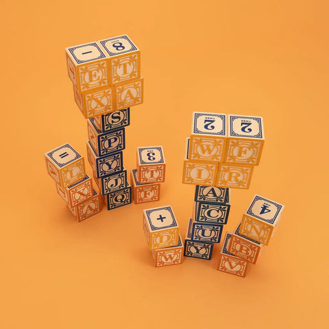 Dutch Language Alphabet Blocks Set – 28 Handcrafted 1.75 Inch Cubes – Sustainable Basswood Toy | Made in USA Uncle Goose  Languages
