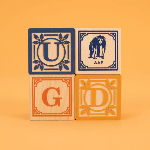Dutch Language Alphabet Blocks Set – 28 Handcrafted 1.75 Inch Cubes – Sustainable Basswood Toy | Made in USA Uncle Goose  Languages