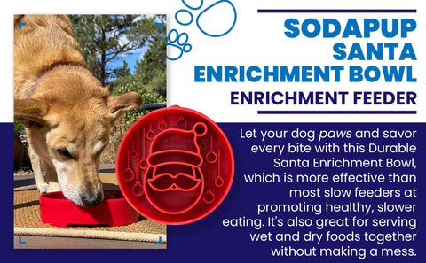 Santa Design Slow Feeder Dog Bowl – Festive Enrichment Mealtime | Made in USA SodaPup  EBOWL