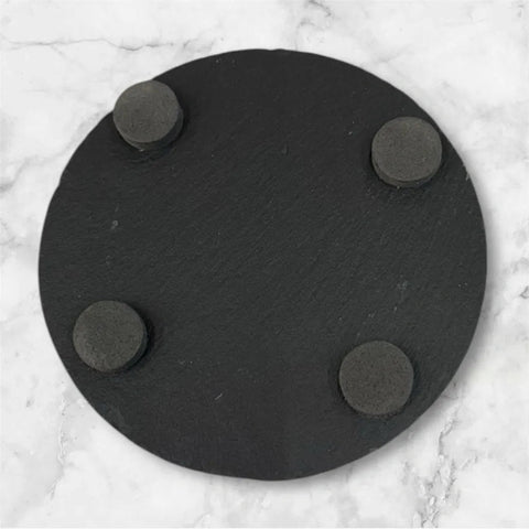 Slate Coaster Set of 6 – 4 Inch Round Natural Stone Coasters | Custom Home Accent | Made in USA B. James Design & Woodwork 