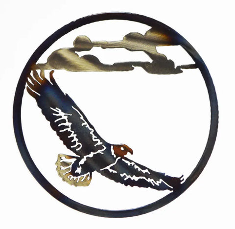 Eagle Flying Metal Wall Art – Circular Silhouette | Handcrafted Custom Wall Decor | Made in USA Knights Home Decor  item