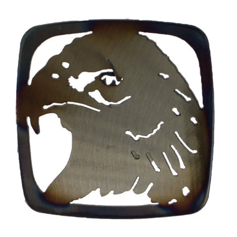 Eagle Head Metal Coaster – Rustic Laser-Cut Drink Holder | Handcrafted in USA Home Decor Knights Home Decor  item