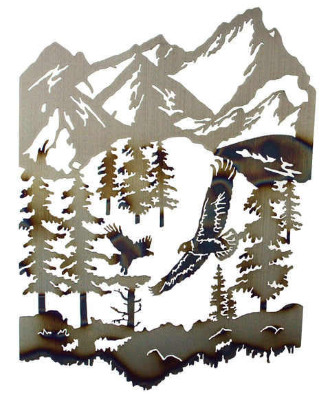 Eagle Trees Metal Accent Table – Rustic Laser-Cut Wilderness Design | Handcrafted in USA Knights Home Decor  item