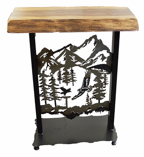 Eagle Trees Metal Accent Table – Rustic Laser-Cut Wilderness Design | Handcrafted in USA Knights Home Decor  item