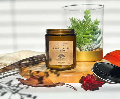 Earth Musk & Fire Tallow Candle 8oz – Hand-Poured Natural Soy Wax Blend | Made in USA Home Fragrance Born to be Free  Candle