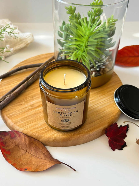 Earth Musk & Fire Tallow Candle 8oz – Hand-Poured Natural Soy Wax Blend | Made in USA Home Fragrance Born to be Free  Candle