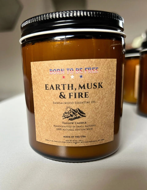Earth Musk & Fire Tallow Candle Born to be Free  Candle