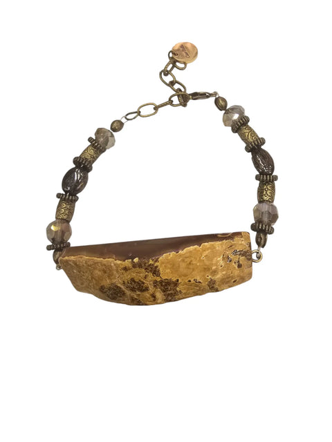 Earthy Brown Agate Stone Bracelet – Adjustable Natural Beads Jewelry | Made in USA Michelle Marie Boutique  Bracelets