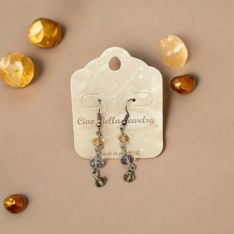 Earthy Elegance: Antique Gold Dangle Earrings With Leopard Jasper Crystals Michelle Marie Boutique  Earrings