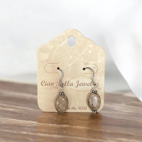 Earthy Elegance: Bronzite Gemstone Earrings on Sterling Silver Hooks Michelle Marie Boutique  Earrings