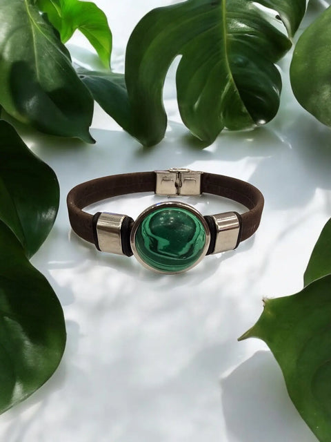 Earthy Malachite Cork Bracelet | Unique Handmade Jewelry Michelle Marie Boutique  Bracelets