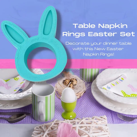 Easter Bunny Napkin Rings Set Of 2 Blue – Made in USA Chatelet Manufacturing 