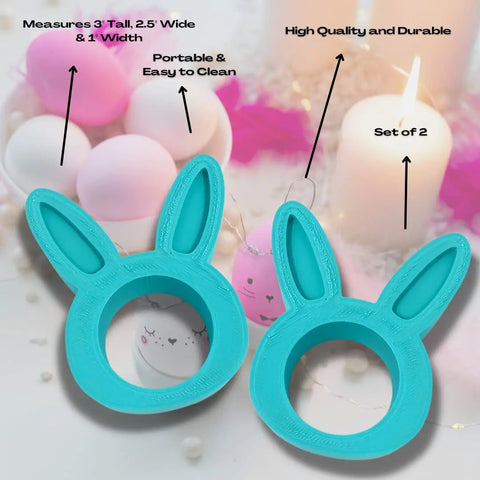 Easter Bunny Napkin Rings Set Of 2 Blue – Made in USA Chatelet Manufacturing 