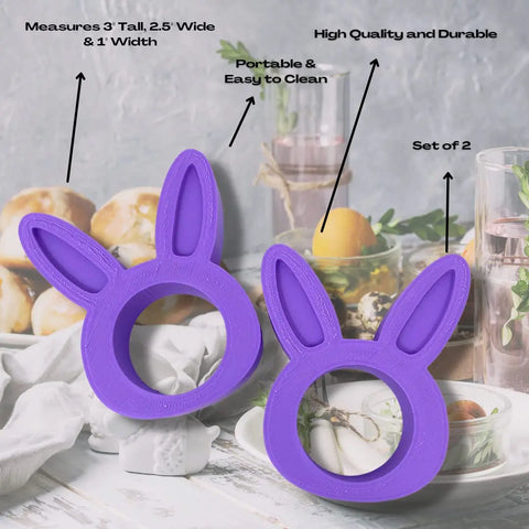 Easter Bunny Napkin Rings Set Of 2 Blue – Made in USA Chatelet Manufacturing 