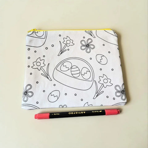 Easter Canvas Zipper Pouch 8 Inch – Color-Your-Own Kids Craft Kit | Handmade in USA Frances Farm & Craft  Pencil Pouch