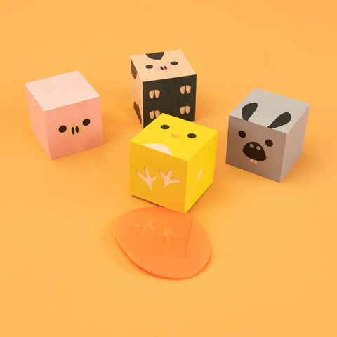 Eco-Friendly Farm Animal Playset – 1.75 Inch Wooden Blocks with Barn & Fence | Made in USA by Uncle Goose Uncle Goose  Cubelings