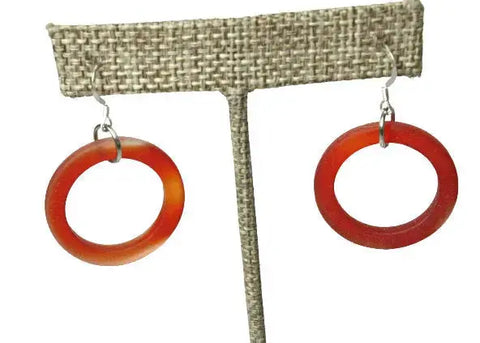 Vibrant Red Recycled Sea Glass Hoop Earrings Michelle Marie Boutique  Earrings
