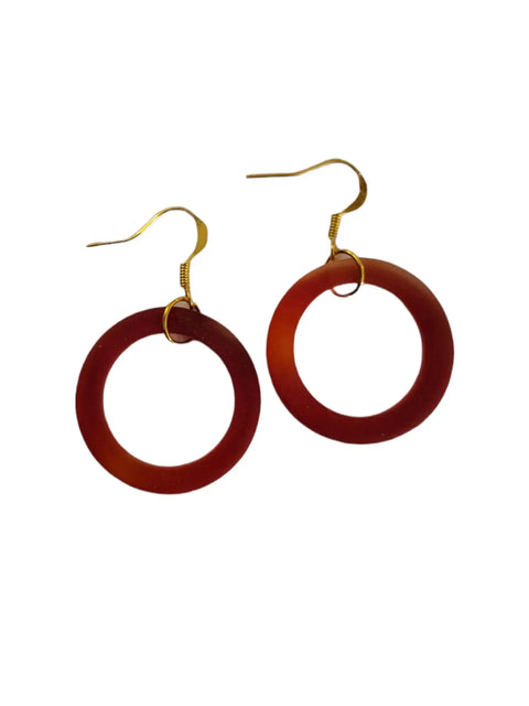 Vibrant Red Recycled Sea Glass Hoop Earrings Michelle Marie Boutique  Earrings