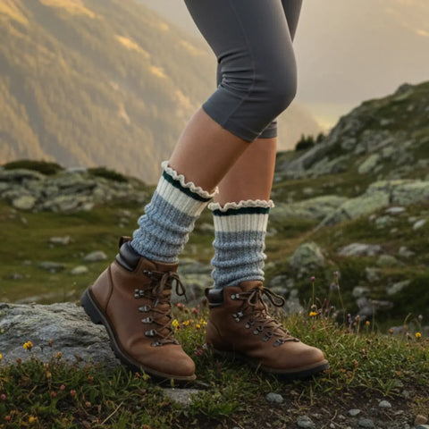 Eco-Friendly Striped Crew Socks – Recycled Cotton Lace Trim | Made in USA Catherine Cole  lace slouch socks