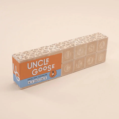 Educational 14-Piece Wooden Alphabet Blocks with Uppercase Letters and Animal Print – Uncle Goose | Made in USA Uncle Goose  Classic Goose