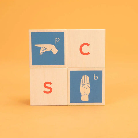 Educational American Sign Language Blocks for Kids 28-Piece Set – 1.75 Inch Basswood Cubes | Uncle Goose Made in USA Uncle Goose  Abilities