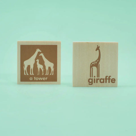 Educational Animal Collective Nouns Flash Cards – 64 Wooden Chips 1.75 Inch – Uncle Goose | Made in USA Uncle Goose  Educational Chips