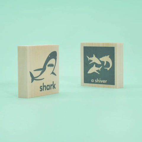 Educational Animal Collective Nouns Flash Cards – 64 Wooden Chips 1.75 Inch – Uncle Goose | Made in USA Uncle Goose  Educational Chips