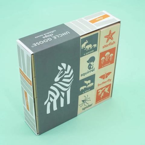 Educational Animal Collective Nouns Flash Cards – 64 Wooden Chips 1.75 Inch – Uncle Goose | Made in USA Uncle Goose  Educational Chips