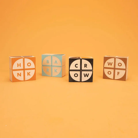 Educational Animal Sound Puzzle Blocks 16-Piece Set – Sustainably Made Wooden Toy | Uncle Goose | Made in USA Uncle Goose  Grow