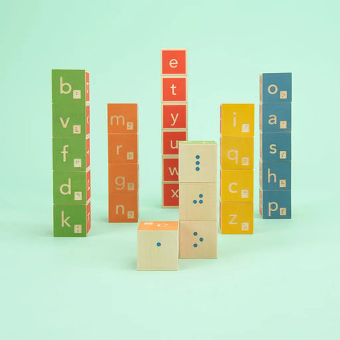 Educational Braille Learning Blocks Set – 28 Sustainable Basswood Cubes – Uncle Goose | Made in USA Uncle Goose  Abilities