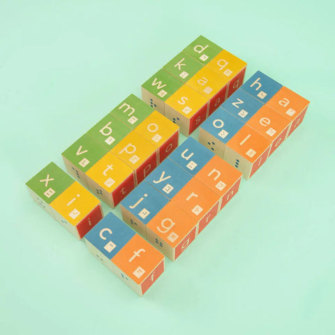 Educational Braille Learning Blocks Set – 28 Sustainable Basswood Cubes – Uncle Goose | Made in USA Uncle Goose  Abilities