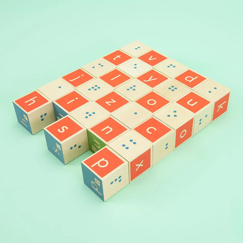 Educational Braille Learning Blocks Set – 28 Sustainable Basswood Cubes – Uncle Goose | Made in USA Uncle Goose  Abilities