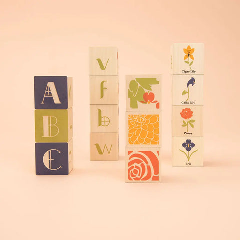 Educational Flower Wooden Blocks Set – 14 Pieces 1.75 Inch Cubes – Reading Toy | Made in USA Uncle Goose  Sentiments