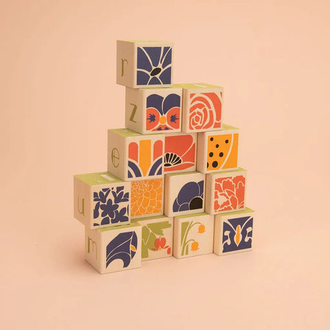 Educational Flower Wooden Blocks Set – 14 Pieces 1.75 Inch Cubes – Reading Toy | Made in USA Uncle Goose  Sentiments