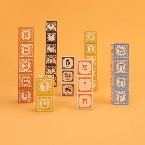 Educational Hebrew Language Wooden Blocks – 28 Pieces 1.75 Inch Cubes – Sustainable Basswood Toy Set | Made in USA Uncle Goose  Languages
