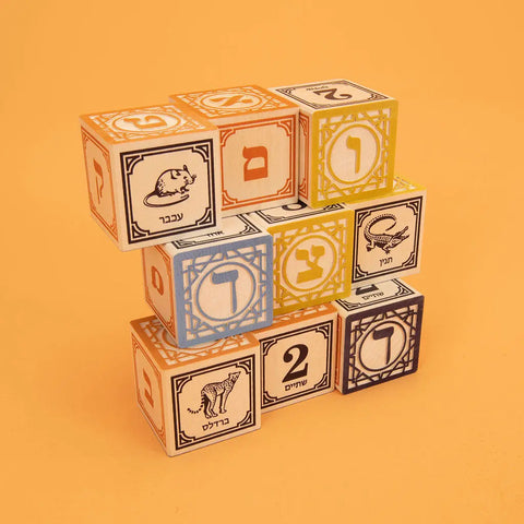 Educational Hebrew Language Wooden Blocks – 28 Pieces 1.75 Inch Cubes – Sustainable Basswood Toy Set | Made in USA Uncle Goose  Languages