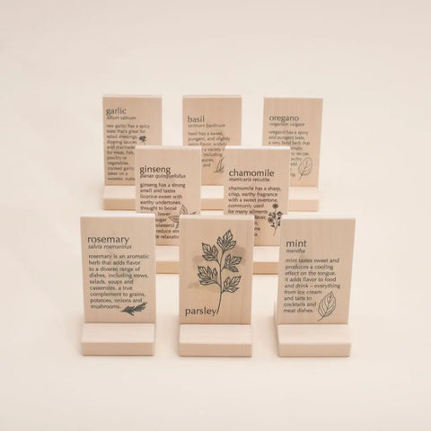 Educational Herb Flash Cards 24-Pack – 3x1.75 Inch Wooden Learning Chips | Made in USA Uncle Goose  Educational Chips