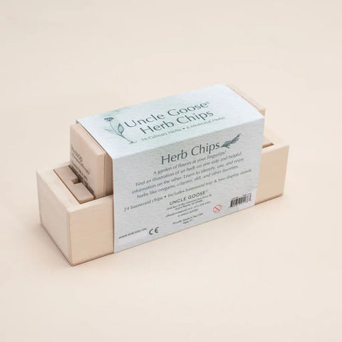 Educational Herb Flash Cards 24-Pack – 3x1.75 Inch Wooden Learning Chips | Made in USA Uncle Goose  Educational Chips