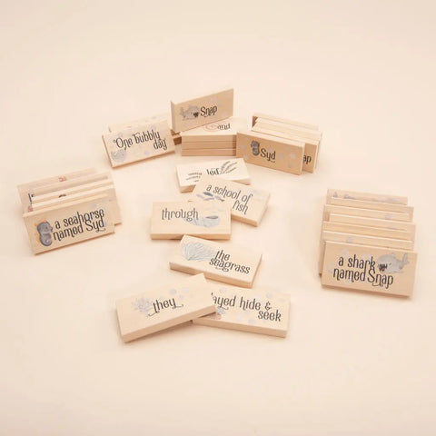 Educational Ocean Tales Wooden Story Chips – 32-Piece Set – Handcrafted Learning Toy | Made in USA Uncle Goose  Educational Chips