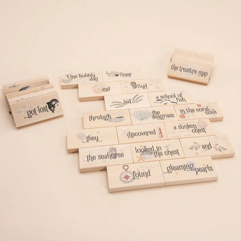 Educational Ocean Tales Wooden Story Chips – 32-Piece Set – Handcrafted Learning Toy | Made in USA Uncle Goose  Educational Chips