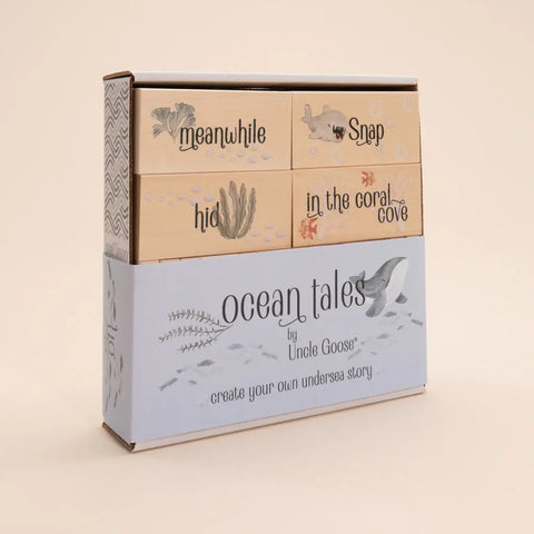 Educational Ocean Tales Wooden Story Chips – 32-Piece Set – Handcrafted Learning Toy | Made in USA Uncle Goose  Educational Chips