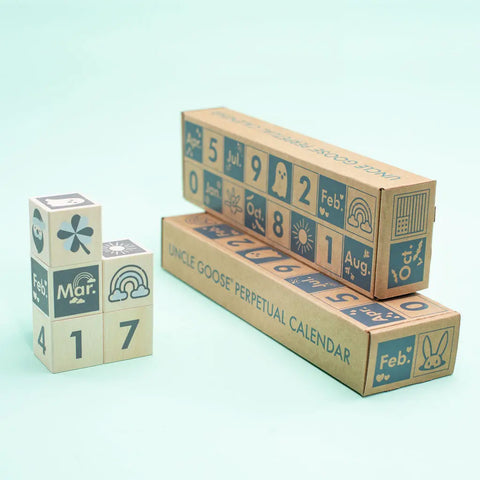Educational Perpetual Wooden Block Calendar for Kids – Uncle Goose 7-Piece Set | Made in USA with Sustainable Basswood Uncle Goose  Grow