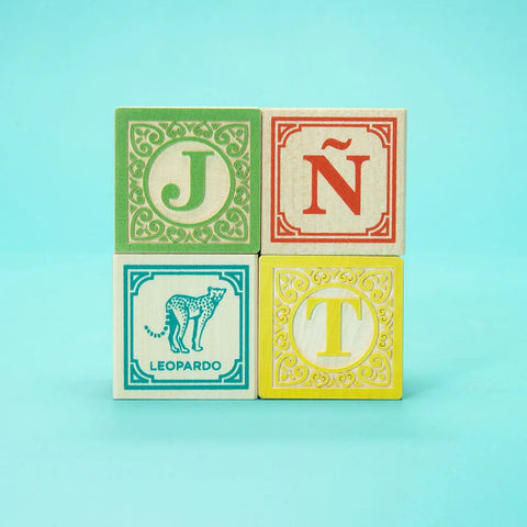 Educational Spanish Alphabet Blocks Set for Toddlers – 28-Piece 1.75-Inch Sustainable Basswood – Uncle Goose | Made in USA Uncle Goose  Languages